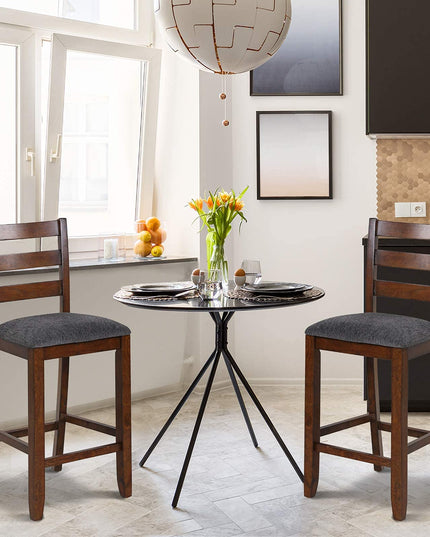 Upholstered Bar Stools with Solid Rubber Wood Frame, Foam-Padded Cushion