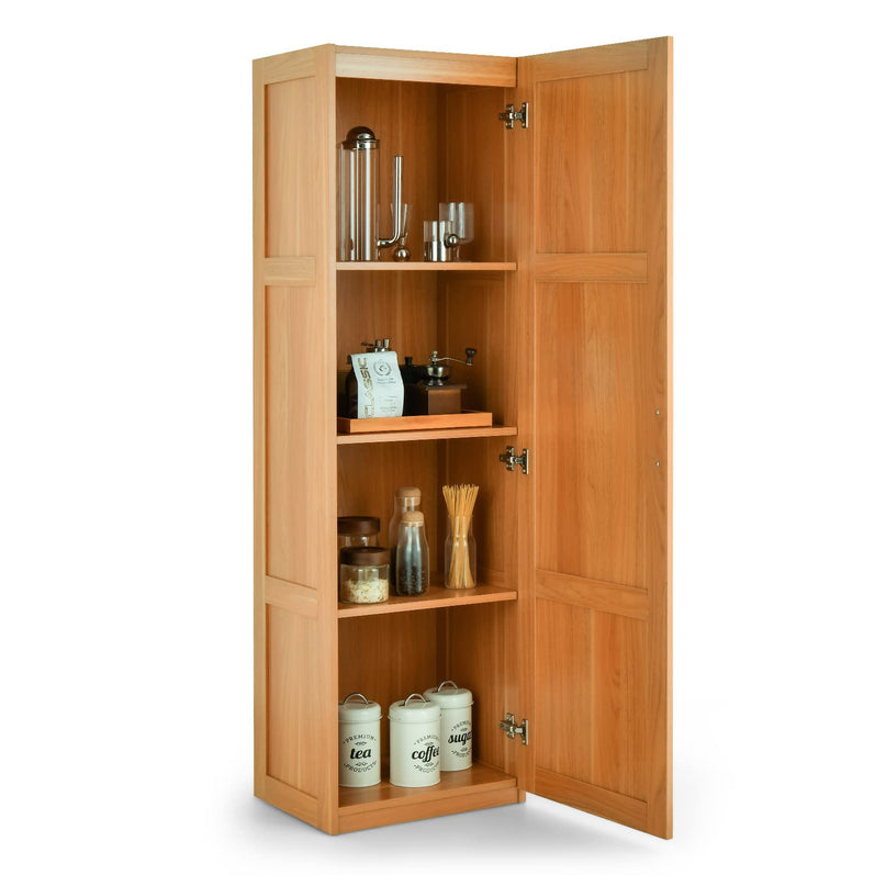 Giantex Kitchen Pantry, Tall Storage Cabinet Single Door, 4-Tier Floor Storage Cabinet for Bathroom (Oak Color)
