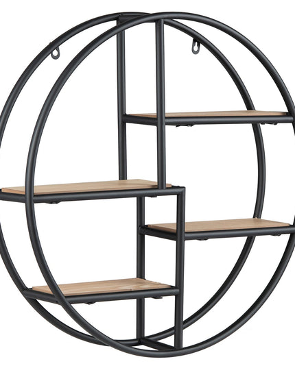 Giantex Industrial Style Round Wall Shelves for Living Room