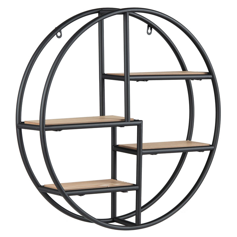 Giantex Industrial Style Round Wall Shelves for Living Room