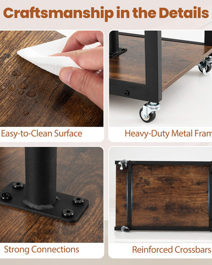 Giantex C Shaped End Table w/Charging Station & Tiltable Tabletop & Wheels