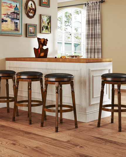 Giantex 29" Bar Height Swivel Bar Stools with Faux Leather Padded Seat & Footrests