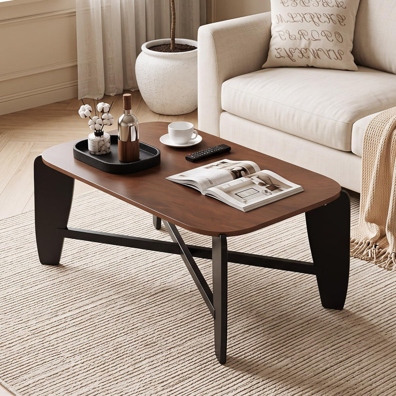 GIANTEX Wood Coffee Table 35.5" Center Table for Living Room