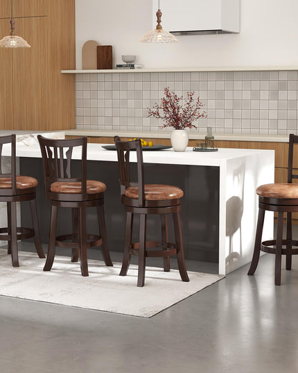 Giantex Swivel Bar Stools Set of 2/4 26"/30" Upholstered Counter Height Bar Chairs with Back