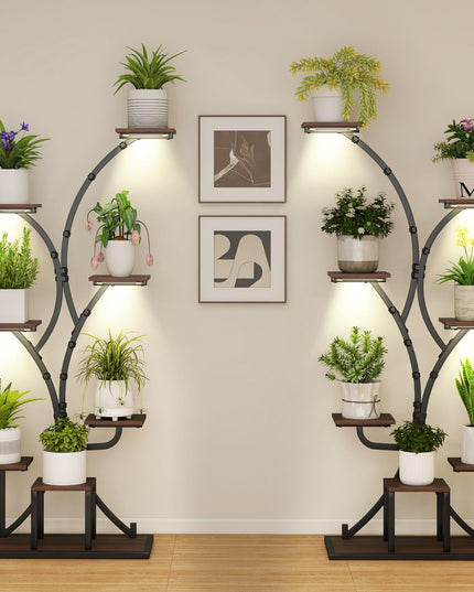 Giantex Plant Stand Indoor with Grow Lights 8-Tier 58" Tall Corner Metal Plant Shelf