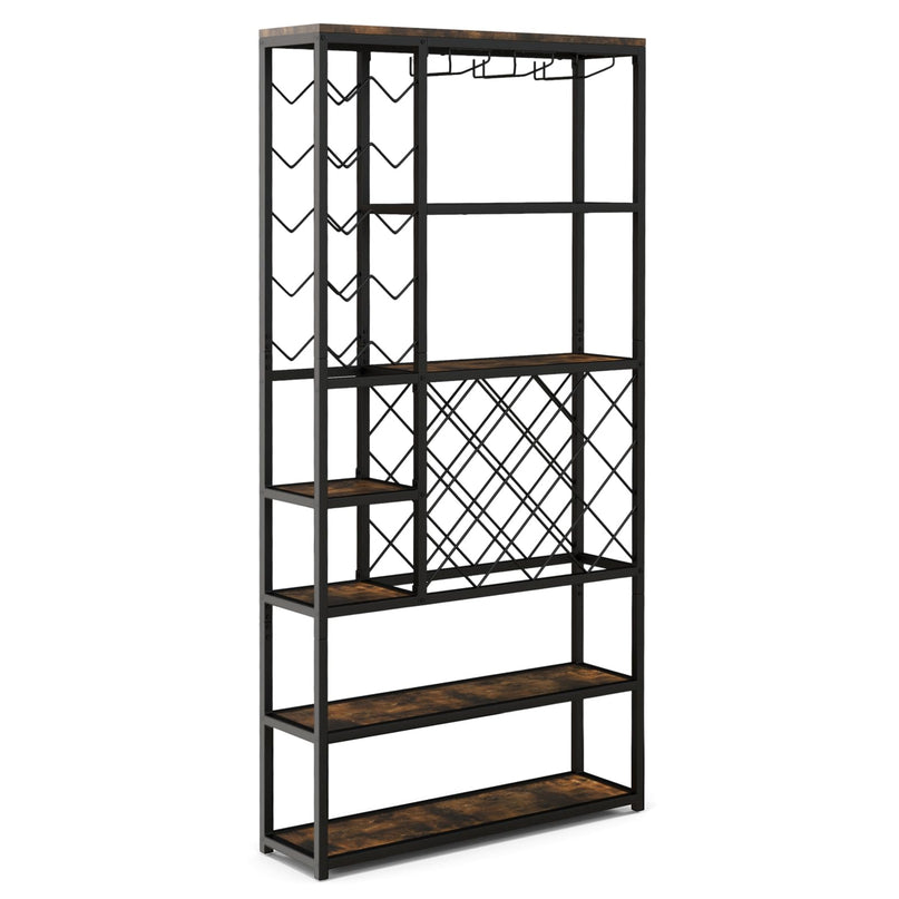 Giantex 27-Bottle Wine Rack Freestanding Floor, Industrial Metal Wine Storage Rack