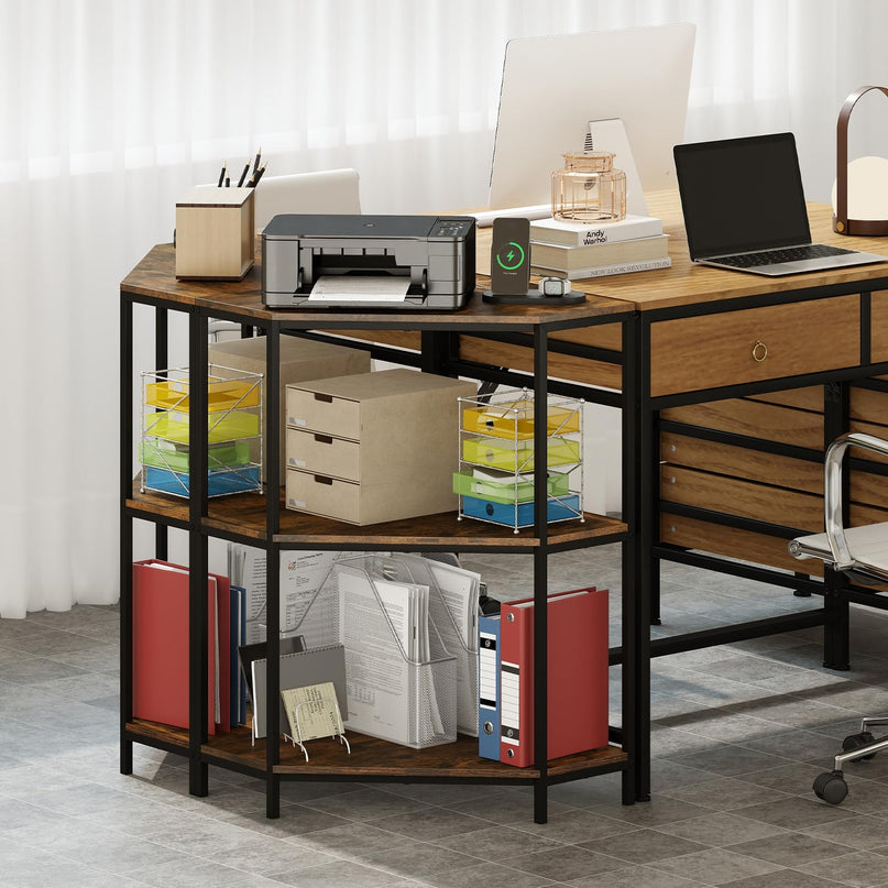 Giantex Corner Printer Stand with Charging Station and Metal Frame