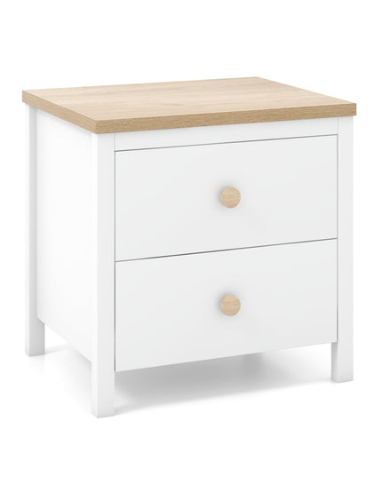 Giantex Night Stand with 2 Drawers, Farmhouse Bedside Table with Cute Round Knobs