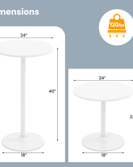 Giantex Two-in-one Bar Table with Detachable Pole, Metal Base, 24" Round Top, 40"/22" Two Convertible Height