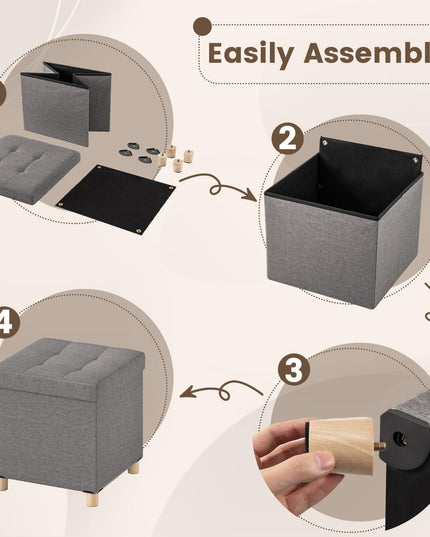 Giantex Small Storage Ottoman Cube with Tray Lid