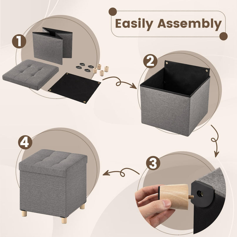 Giantex Small Storage Ottoman Cube with Tray Lid