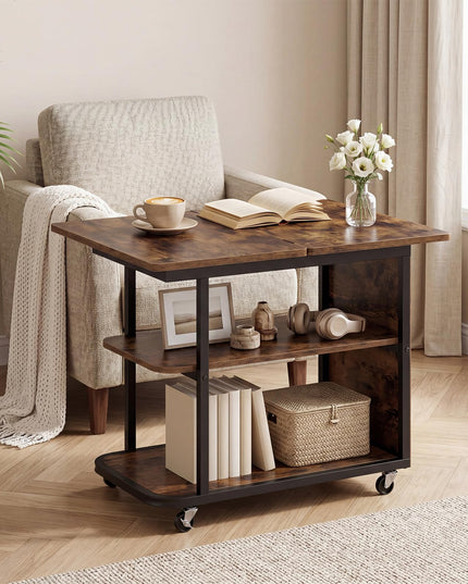 Giantex 3-Tier Mobile Side Table with Foldable Top & Universal Wheels (1/2)