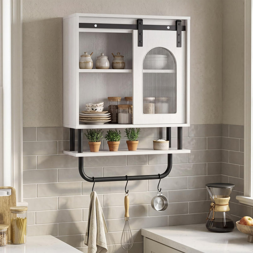 Giantex Bathroom Wall Cabinet | Farmhouse Medicine Cabinet with Sliding Barn Door