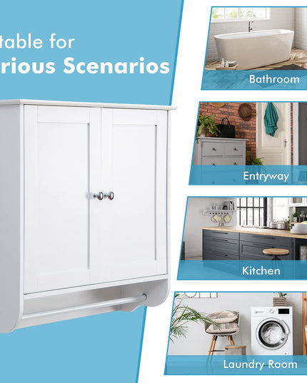 Bathroom Cabinet Wall Mounted - Over The Toilet Medicine Cabinet with Double Doors - Giantex