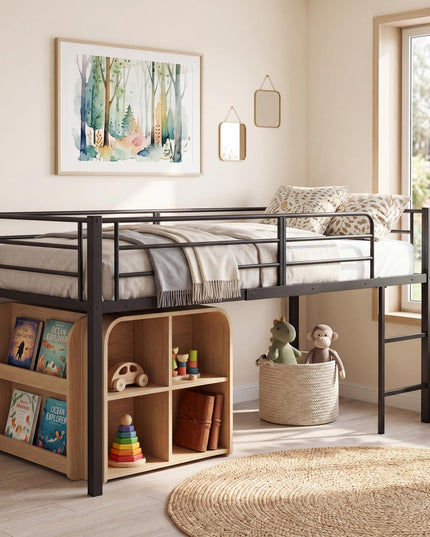 Giantex Twin Low Loft Bed with 21.5" H Under-Bed Space