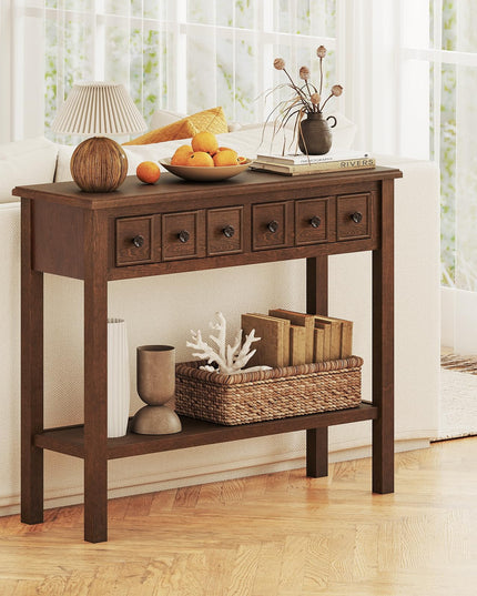 Giantex 38" Retro Entryway Table with 2 Drawers and Open Storage Shelf