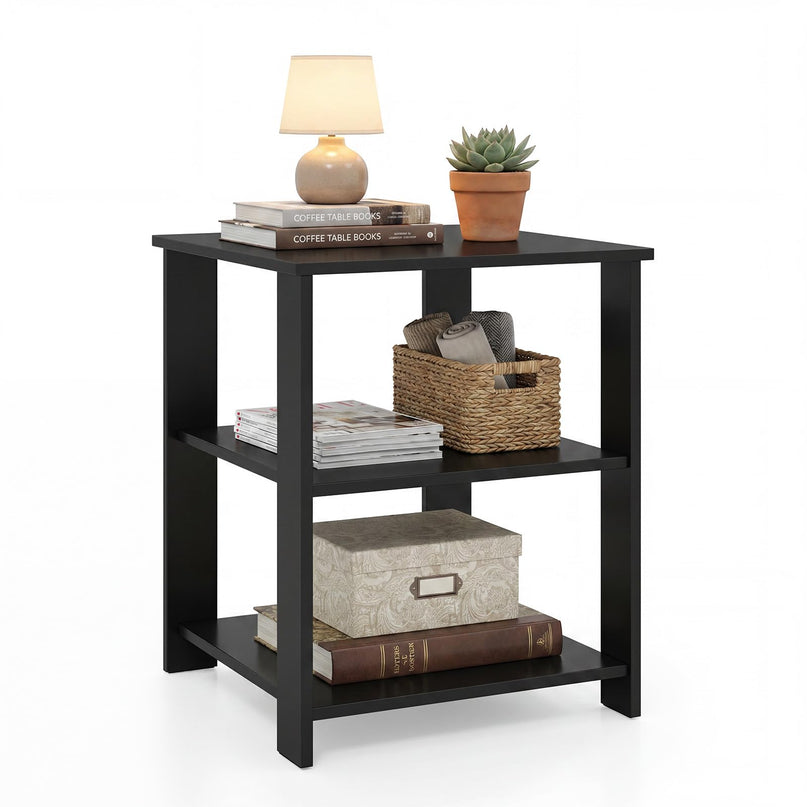 Giantex 16" Square Wooden 3-Tier Side Table with Open Storage Shelves (1/2)