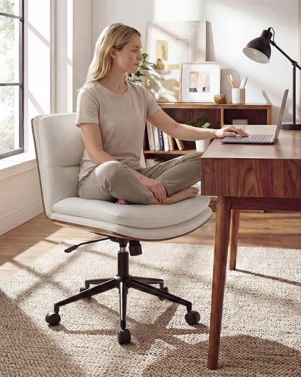 Giantex Armless Office Chair with Wheels for Home Office & Bedroom