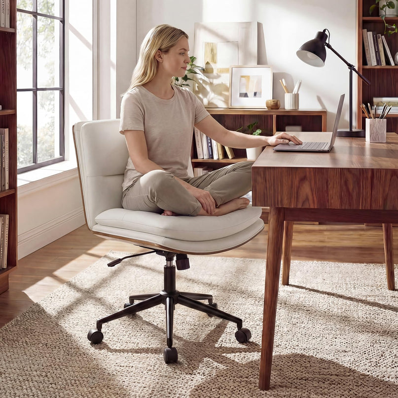 Giantex Armless Office Chair with Wheels for Home Office & Bedroom