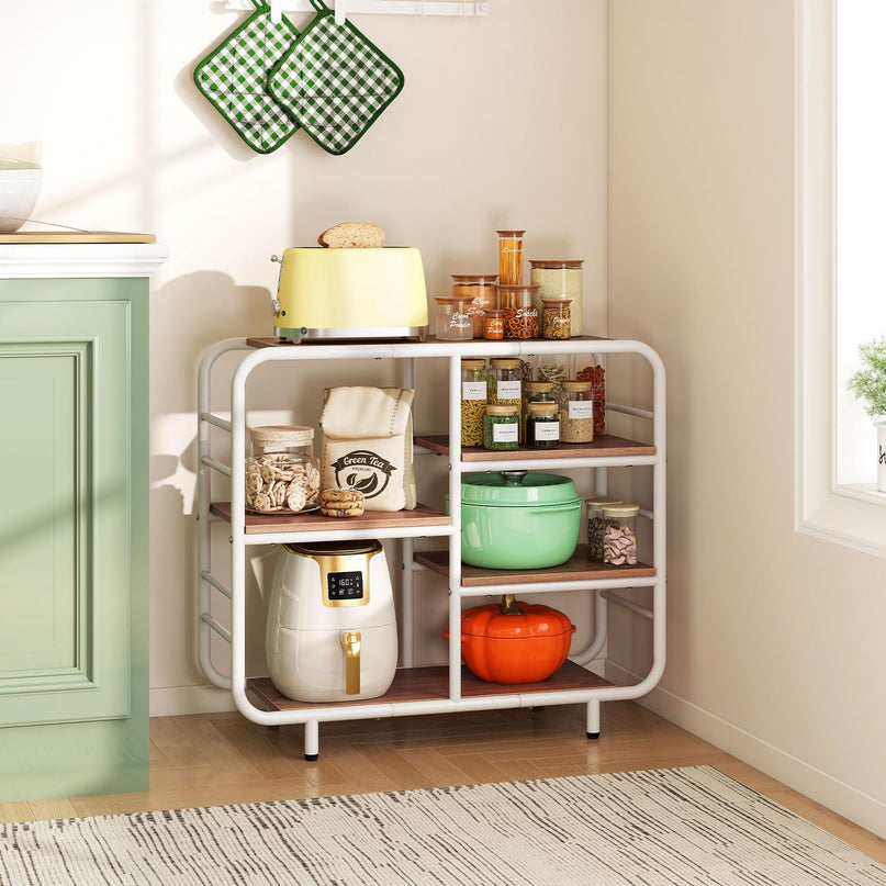 Giantex Book Shelf Storage Organizer with Metal Frame