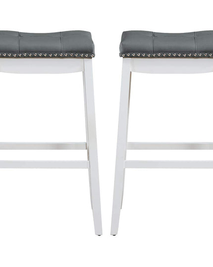Backless Counter Stool with Footrest, Soft Seat Cushion