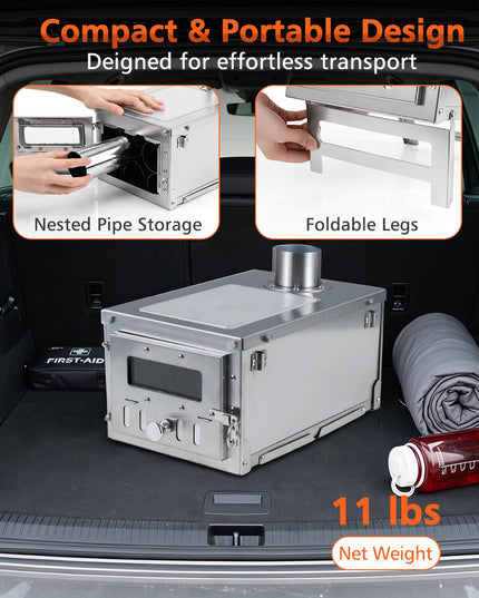 GIANTEX Hot Tent Stove | Portable Wood Burning Stove with 7 Chimney Pipes