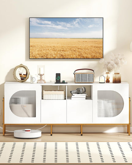 Giantex White TV Stand for TVs up to 70", Modern Entertainment Center