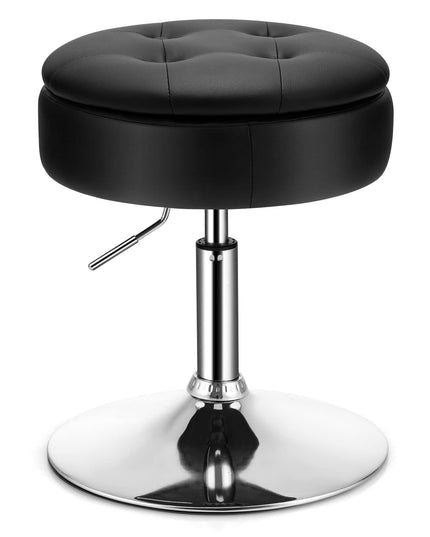Giantex Adjustable Swivel Vanity Stool - 360° Swivel 20’’-26’’ Height Adjustable Tufted Round Storage Ottoman