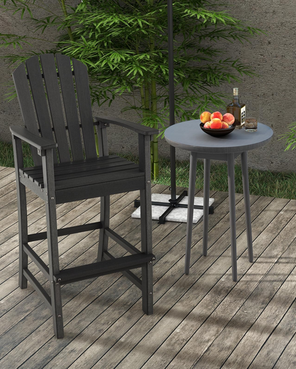 Giantex Outdoor HDPE Bar Stool, Tall Adirondack Chair with Armrests and Footrest, 30 Inches Counter Height Bar Stool