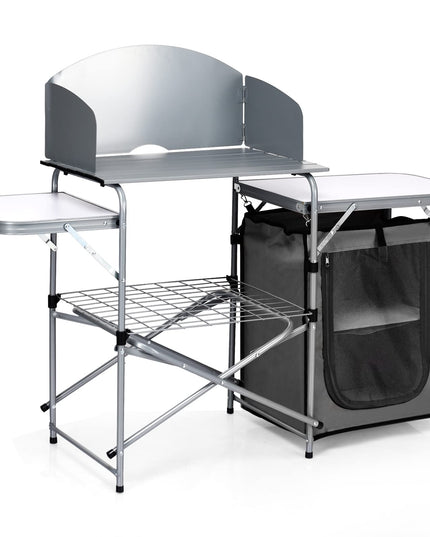 Giantex Folding Grill Table with 26'' Tabletop and Detachable Windscreen