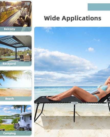 Giantex Patio Lounge Chair Folding Tanning Chair, Sunbathing Chaise Lounge W/Removable Headrest