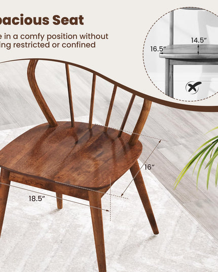 Giantex Wooden Dining Chairs Set of 2/4, Windsor Kitchen Chairs w/High Spindle Back & Rubber Wood Legs