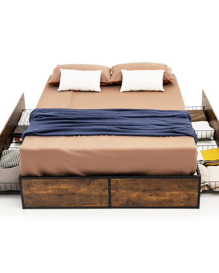 Giantex Metal Bed Frame with 4 Drawers