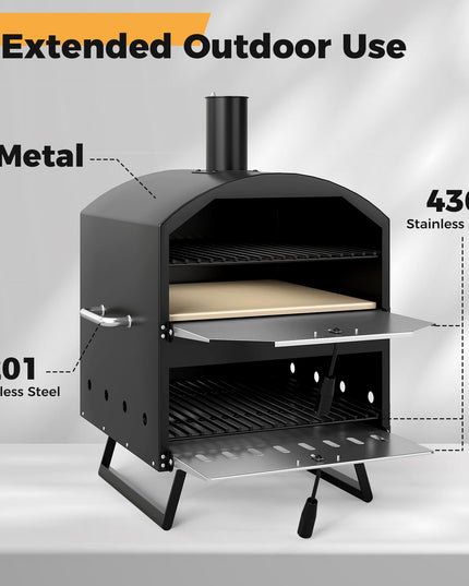 Giantex Wood Fired Outdoor Pizza Oven with 16-Inch Pizza Stone