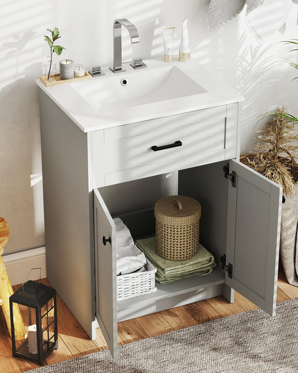 Giantex 24” Undermount Bathroom Cabinet with Ceramic Basin