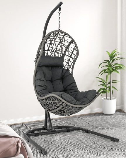 Giantex Egg Chair Outdoor Indoor - Hammock Chair with stand, Pillow, Cushion, Hanging Accessories