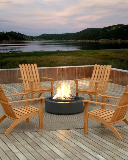 Giantex Adirondack Chair Acacia Wood Fire Pit Chairs w/Inclined Seat(1/2/4)