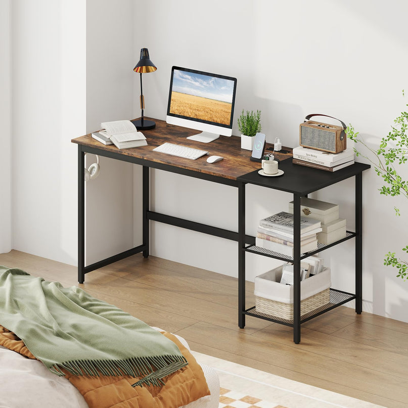 Giantex 59 Inch Computer Desk with Charging Station Study Writing Desk