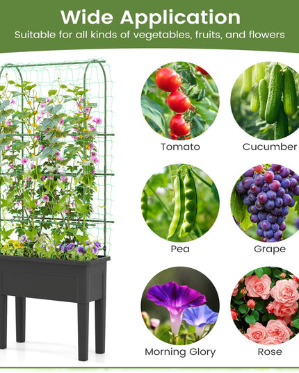 Giantex Raised Garden Bed with Legs & Trellis for Climbing Plant (29.5"x13.5"x76")