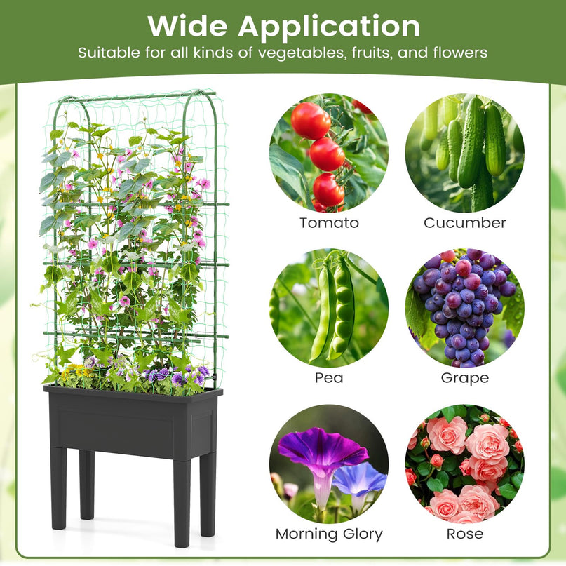 Giantex Raised Garden Bed with Legs & Trellis for Climbing Plant (29.5"x13.5"x76")