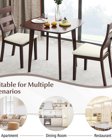 Giantex Wooden Square Kitchen Table and 2 Chairs with Padded Seat