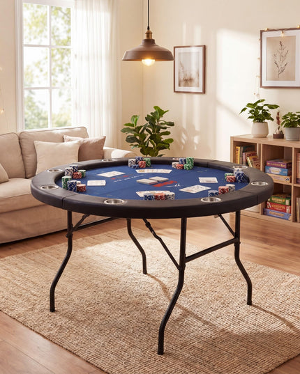 Giantex 48" Round Poker Table Foldable with 8 Cup Holders