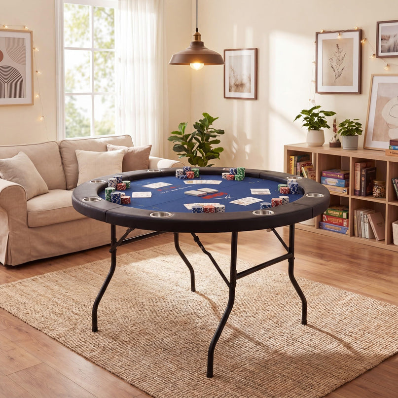 Giantex 48" Round Poker Table Foldable with 8 Cup Holders