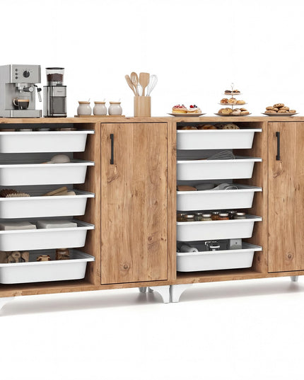 Giantex Buffet Cabinet Sideboard with Plastic Storage Drawer for Kitchen Living Room