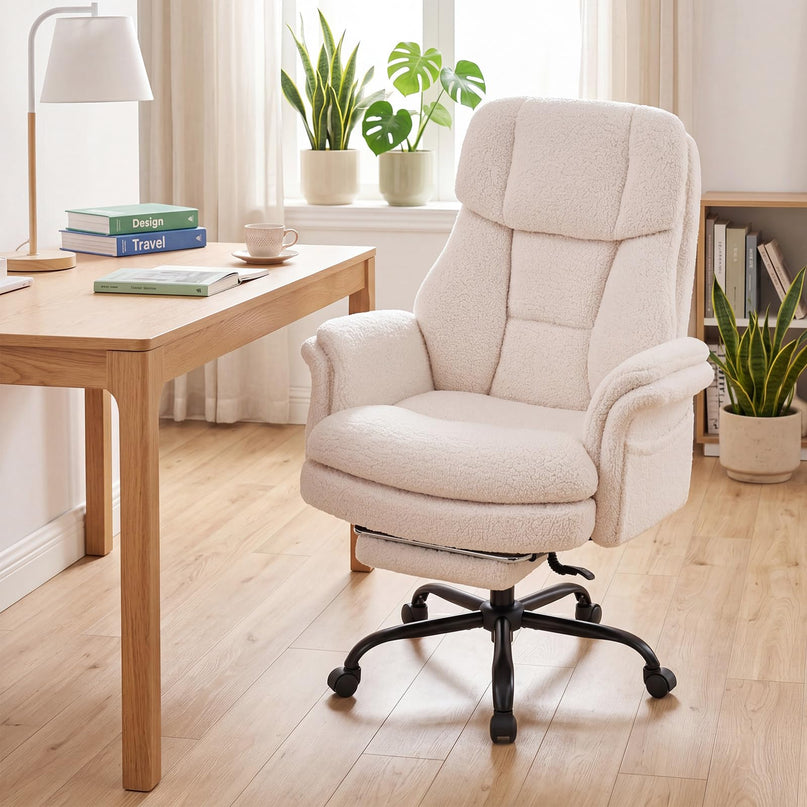 Giantex Criss Cross Legged Office Chair w/Foot Rest & Wheels