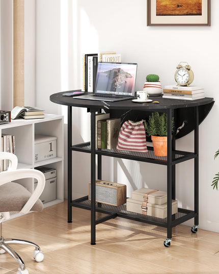 Giantex Folding Dining Table with Lockable Wheels