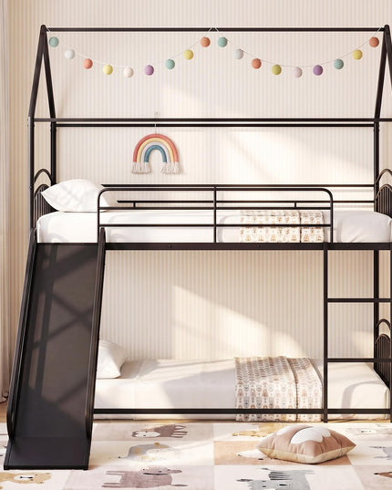 Giantex Twin Over Twin Bunk Bed with Slide & Ladder