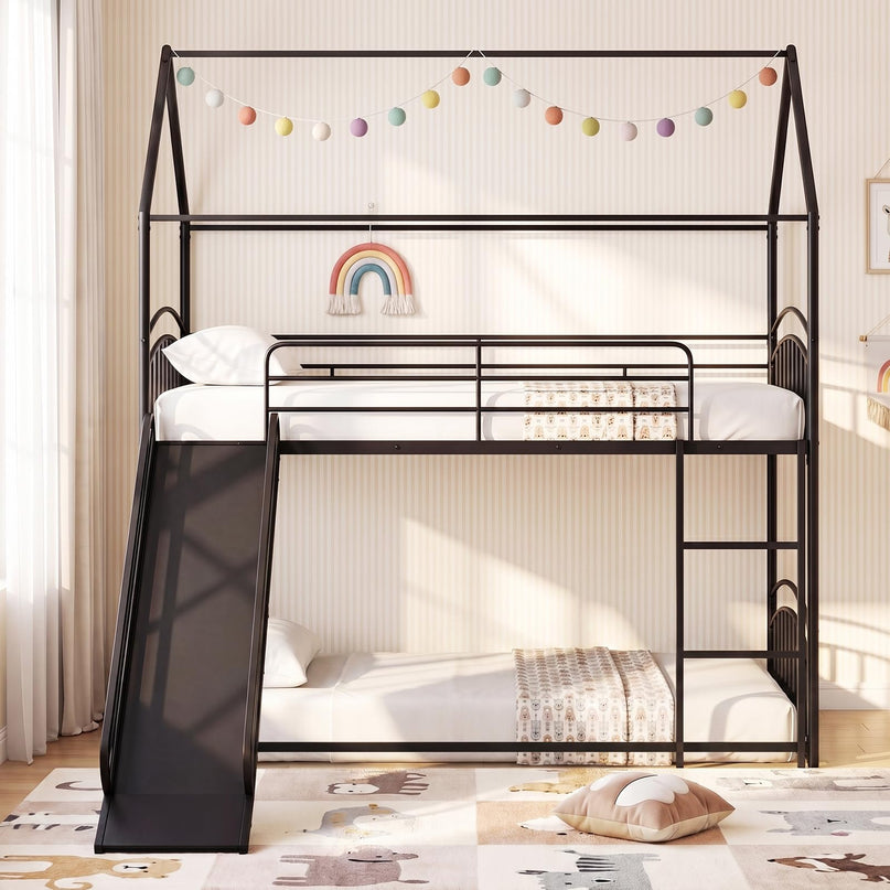 Giantex Twin Over Twin Bunk Bed with Slide & Ladder