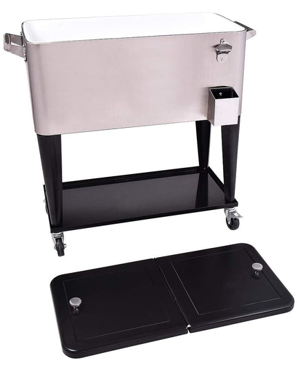 Giantex 80 Quart Patio Cooler Rolling Cooler Ice Chest with Shelf