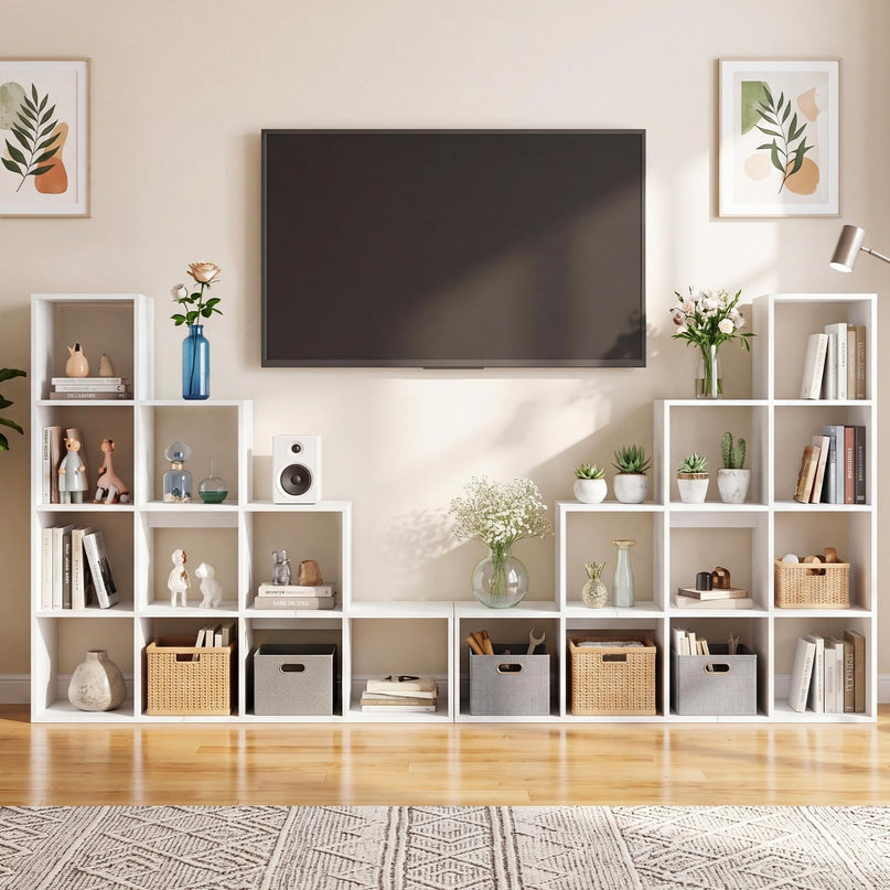 Giantex 51" Wooden 10-Cube Stepped Bookcase for Living Room